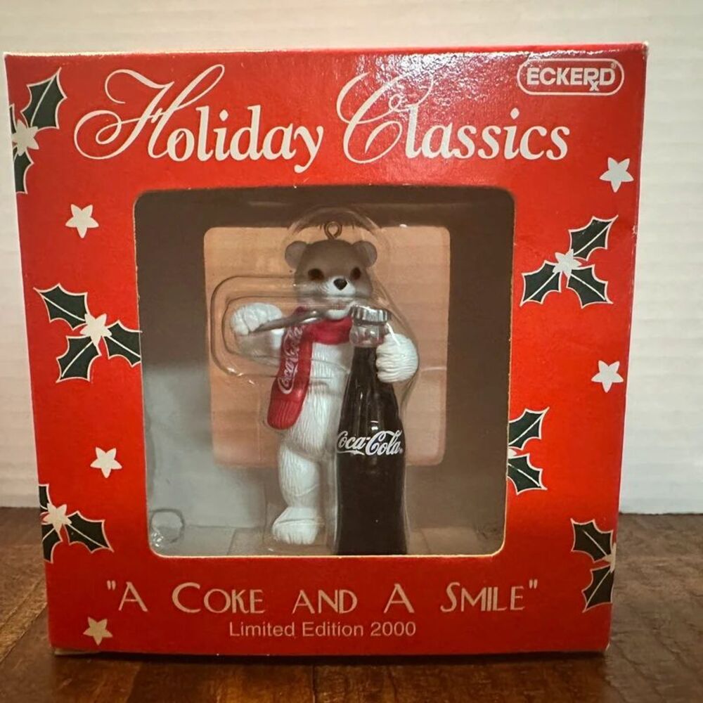 Vintage 2000 Coca-Cola "A Coke and a Smile" Christmas Ornament